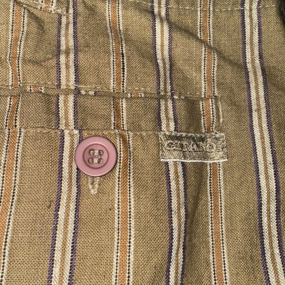 Vintage 80s Gitano Khaki Pleated High Waist Trousers Wide Leg Stripped READ - Picture 6 of 12